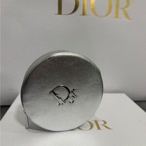 Dior Metallic Silver Circular Pouch
